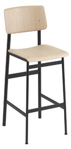 Muuto - Loft Bar Stool, H:75cm, Black/Oak - Barstolar - Thomas Bentzen - Svart - Metall/Trä