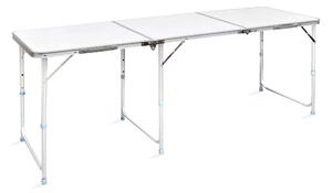 Hopfällbart campingbord med justerbar höjd Aluminium 180x60 - Vit
