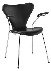 Fritz Hansen - 3207 Sjuan Karmstol Helklädd - Essential Black - Matstolar - Arne Jacobsen - Svart - Metall/Trä