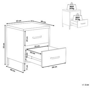 Nattduksbord Gul Stål Industriell Design 2 Lådor Sovrum Förvaringsmöbler Beliani