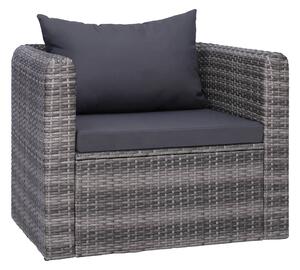 Trädgårdsstol med dyna och kudde konstrotting grå - Grå