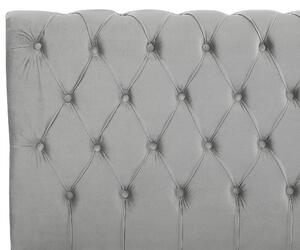 Dubbelsäng Ljusgrå Sammet Klädd Sängram Träben 160 x 200 cm Dekorativ Glam Beliani