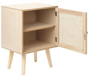 Sängbord Ljust trä MDF-Faner med Rotting Låda Boho-stil Nattduksbord Sovrum Beliani