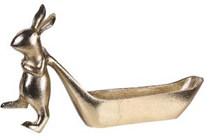Prydnadsfat Guld Metall Smycken Ring Hållare Bricka Påskhare Motiv Dekoration Vardagsrum Matsal Kök Beliani