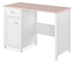 LUNDY Skrivbord 110 cm med Förvaring Låda + Skåp Vit/Rosa - Vit/Rosa