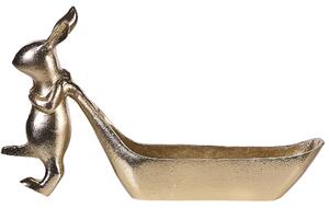 Prydnadsfat Guld Metall Smycken Ring Hållare Bricka Påskhare Motiv Dekoration Vardagsrum Matsal Kök Beliani