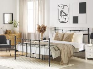 Svart Säng Med Metallram Dekorativ Sänggavel 140 x 200 cm Modern Design Beliani