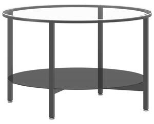 Soffbord svart och transparent 70 cm härdat glas
