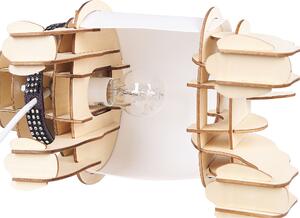 Bordslampa Ljust trä med Vit Tygskärm Bulldog Modern Sovrum Beliani