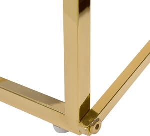 Soffbord Vit Guld Härdat glas Rostfritt stål 100 x 50 cm Glam Minimalistisk design Beliani