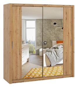 BRASEL Garderob 220 cm med Spegel Natur -