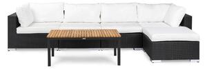 BAHAMAS Loungegrupp Medium + Bord Svart/Teak Divan Svart -