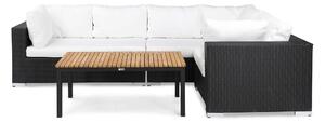 BAHAMAS Loungegrupp Medium + Bord Svart/Teak Svart -