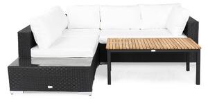 BAHAMAS Loungegrupp Small + Bord + Sidobord Svart/Teak -