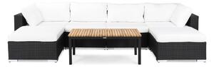 BAHAMAS Loungegrupp + Bord Svart/Teak -