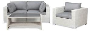 BAHAMAS Loungesoffa 2-sits + Bord Hylla + Fåtölj Vit -