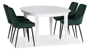 LEVIDE Förlängningsbart Matbord Vit + 4 VIKEN Stol Grön -