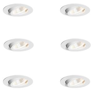 Set med 6 infällda spotlights vita 6,8 cm inkl. LED 750 lm dimbar IP65 - Gaius