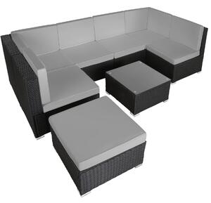 Tectake 404297 loungeset venedig, loungegrupp i konstrotting - svart/grå