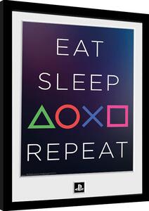 Inramad poster Playstation - Eat Sleep Repeat