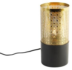 Industriële tafellamp zwart met goud - Raspi