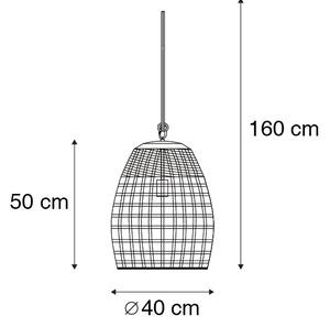 Utomhus hängande lampa rotting IP44 inkl. Laddningsbar LED RGBW - Maurice