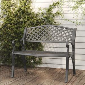 Trädgårdsbänk 102 cm gjuten aluminium svart - Svart