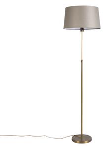 Golvlampa i brons med linneskärm taupe justerbar 45 cm - Parte