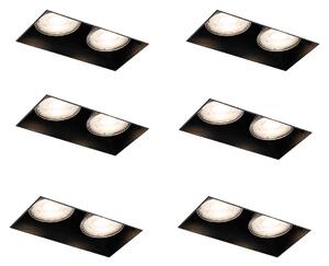 Set om 6 infällda spotlights svarta GU10 50 mm 2-ljus utan kant - Oneon