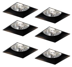 Set om 6 svarta infällda spotlights GU10 70 mm utan kant - Oneon