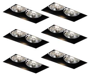 Set om 6 infällda spotlights svarta GU10 70 mm 2-ljus utan kant - Oneon