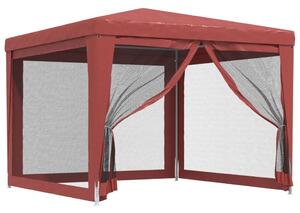 Partytält med 4 sidoväggar i nät 3x3 m HDPE röd