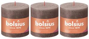 Bolsius Blockljus Shine 3-pack 100x100 mm rustikgrå