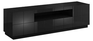 CONDAC TV-bänk 184 cm + LED Svart Högglans/Vit LED -