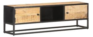 TV-bänk med snidad dörr 130x30x40 cm grovt mangoträ - Brun