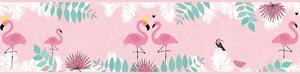 Självhäftande border Flamingo Love Rosa Grön - AS Creation