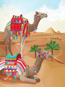 Illustration Desert Adventure, Goed Blauw, (30 x 40 cm)