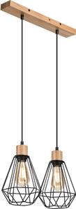 Brilagi - Ljuskrona med textilsladd WOODY BASKET 2xE27/60W/230V ek