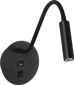 Brilagi - LED Flexibel vägglampa med USB-port MAYA LED/3W/230V svart