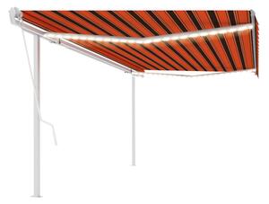 Automatisk markis med vindsensor & LED 5x3 m orange/brun - Orange