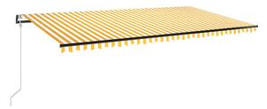 Automatisk markis med vindsensor & LED 600x350 cm gul/vit - Gul