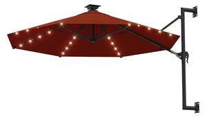 Väggmonterat parasoll med LED och metallstång 300 cm terrako - Orange