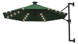 Väggmonterat parasoll med LED och metallstång 300 cm grön - Grön
