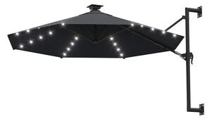 Väggmonterat parasoll med LED och metallstång 300 cm antraci - Grå