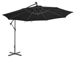 Frihängande parasoll med LED svart 350 cm - Svart