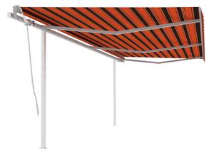 Markis med stolpar manuellt infällbar 6x3 m orange och brun - Orange