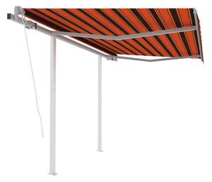 Markis med stolpar automatisk infällbar 3x2,5 m orange och b - Orange
