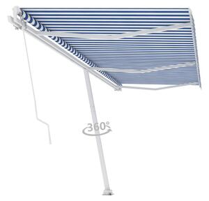 Fristående markis manuellt infällbar 600x300 cm blå/vit - Blå
