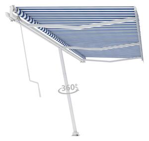 Fristående automatisk markis 600x300 cm blå/vit - Blå