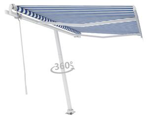 Fristående markis automatisk 300x250 cm blå/vit - Blå